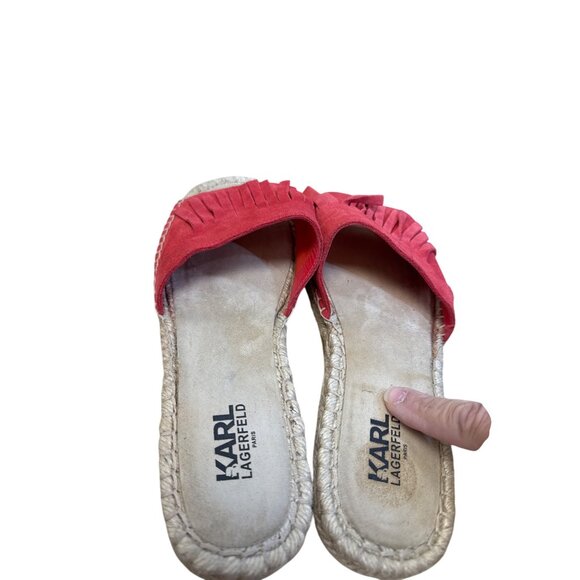 Karl Lagerfeld Womens Red Suede Fringe Espadrille Sandals Size 11 SKU8125 - Picture 9 of 11